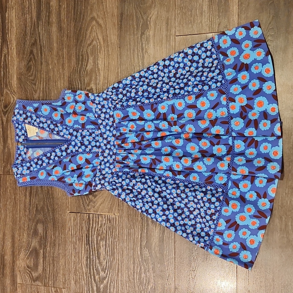 kate spade Blue Mixed Floral Sleeveless Fit-and-Flare Dress - Picture 5 of 16